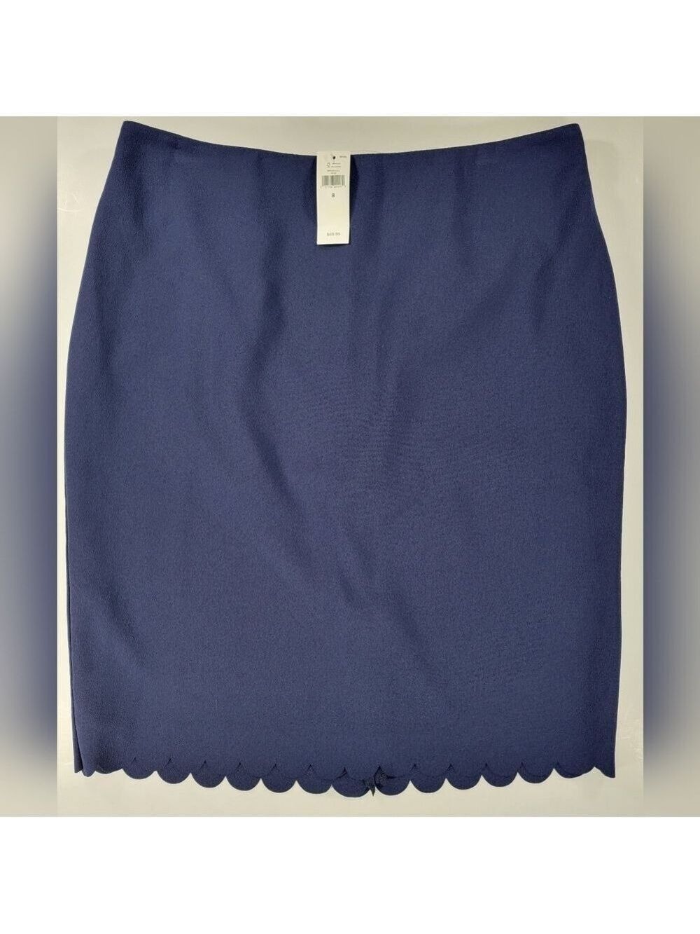 NWT Banana Republic Navy Scalloped Hem Pencil Skirt Women's 8 Stretch Career NEW